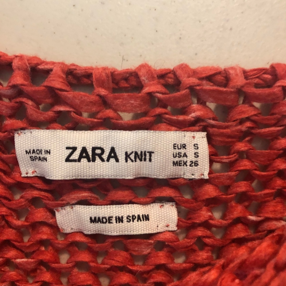 Zara Side Tie Vest Sweater Top Red Knit Lagenlook - Picture 6 of 6